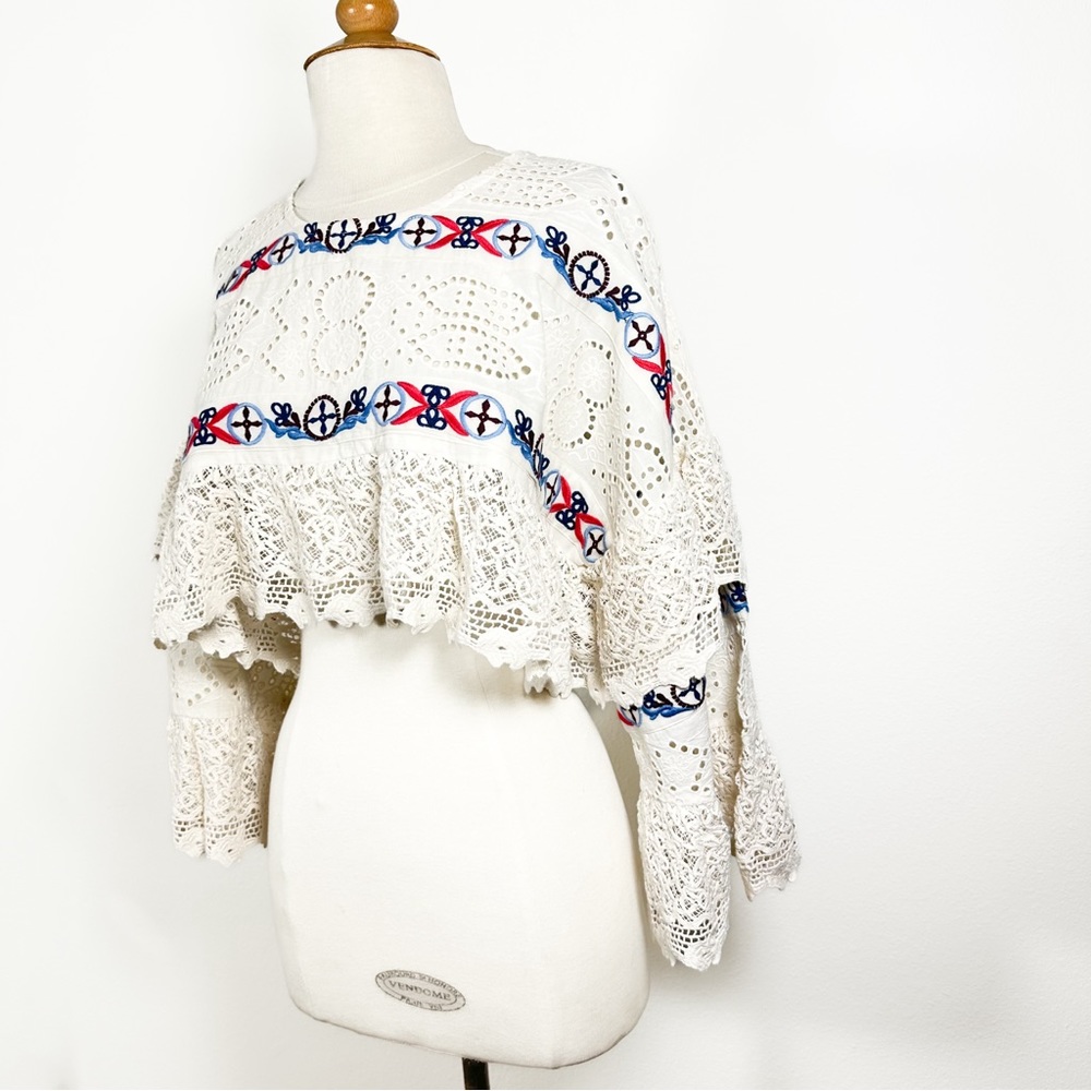 ANTHROPOLOGIE Ruffle Lace Shrug in Cream Size M/L - Picture 12 of 15